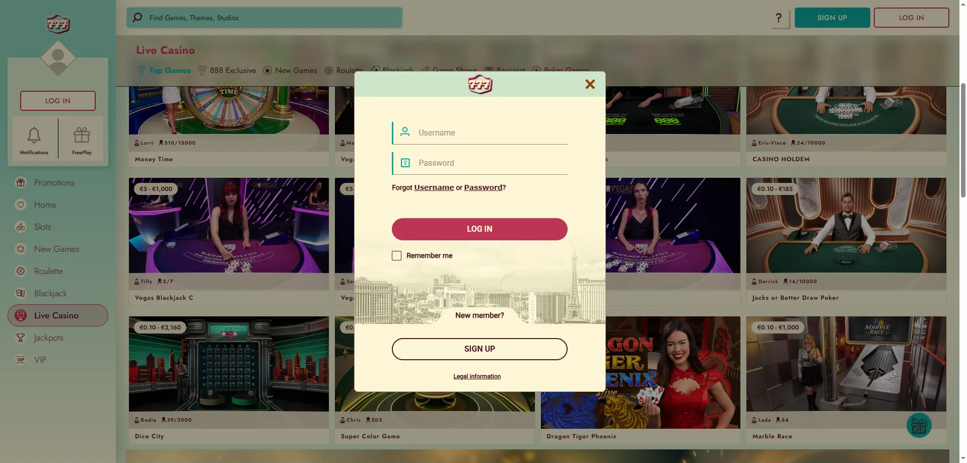 777 Casino login page — secure regulated account access